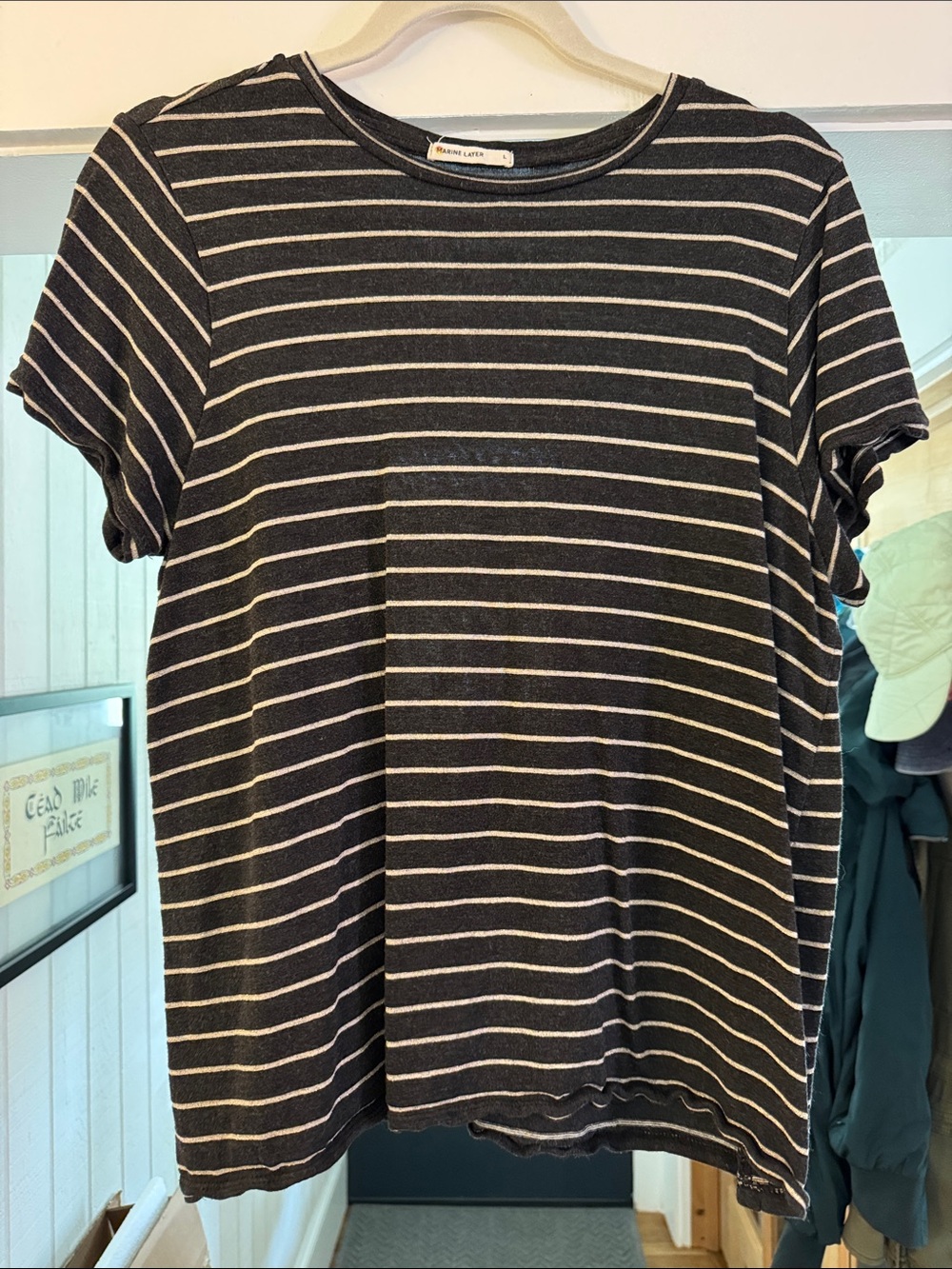 Marine Layer Black & White Striped Crew Neck Tee